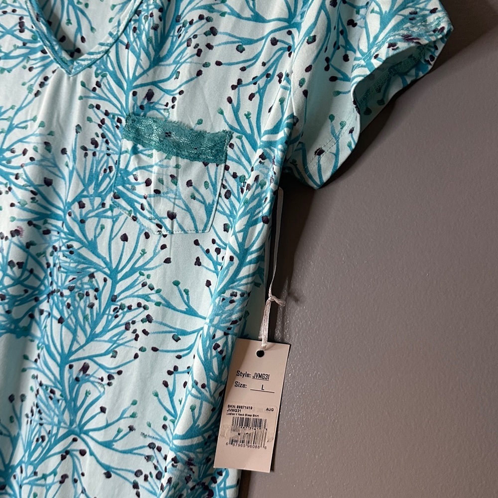 Ladies V neck sleep dress size L cottagecore boho soft stretchy comfy loungewear - Picture 3 of 8